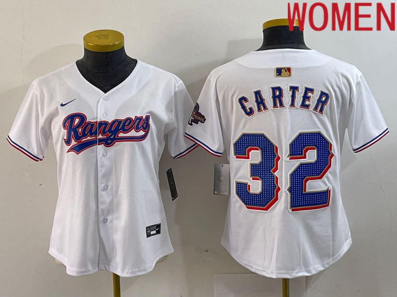 Women Texas Rangers 32 Carter White Champion Game Nike 2024 MLB Jersey style 1